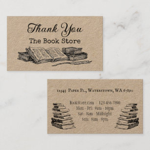Book Store Editable Vintage Art Loyalty Business Card