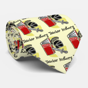 Book Sword Helmet History Teacher   Tie