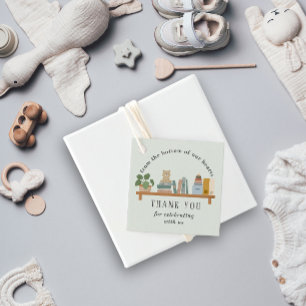 Book Them Shelf Baby Shower Green Neutral Favour Tags
