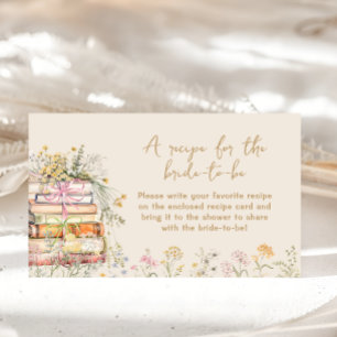 Book Theme Bridal Shower Recipe for the Bride Enclosure Card