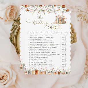  Book Theme Floral Wedding Shoe Game Card