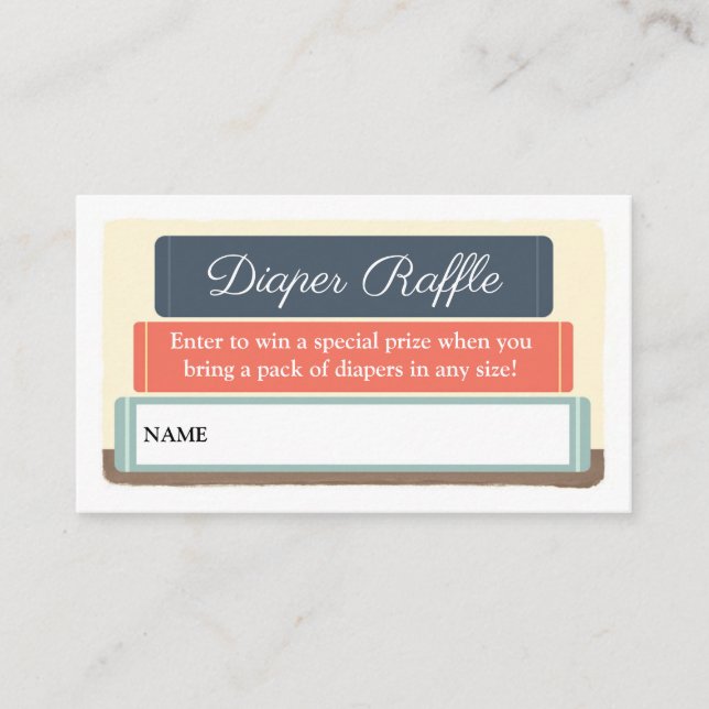 Book Theme Library Baby Shower Diaper Raffle Enclosure Card (Front)