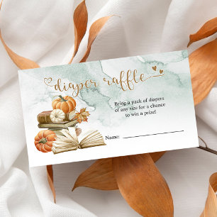 Book Theme Pumpkin Baby Shower Diaper Raffle Card