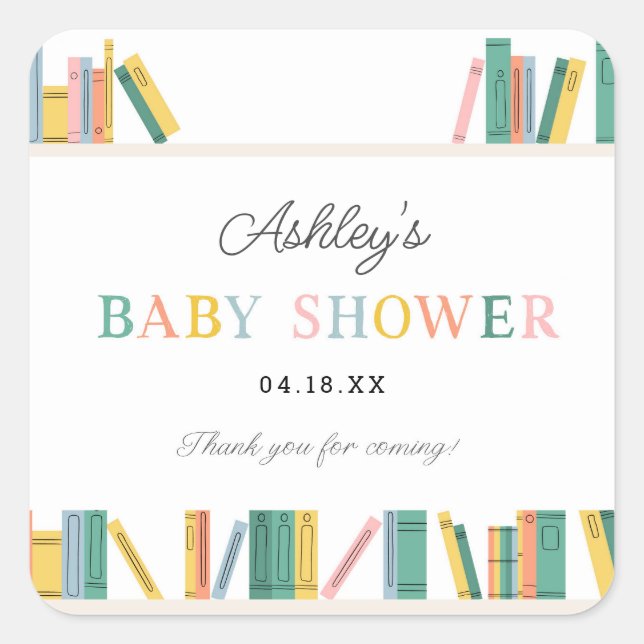 Book Theme Storybook Baby Shower  Square Sticker (Front)