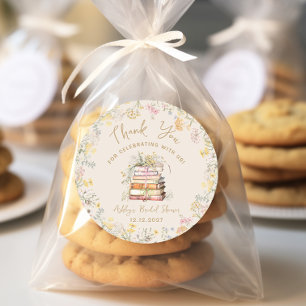 Book Theme Storybook Bridal Shower Classic Round Sticker