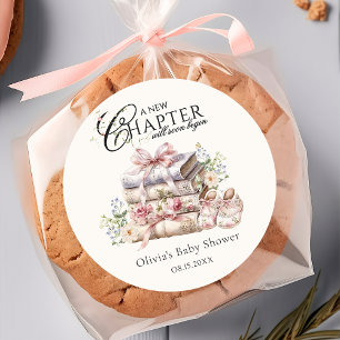 Book Theme Thank You Classic Round Sticker