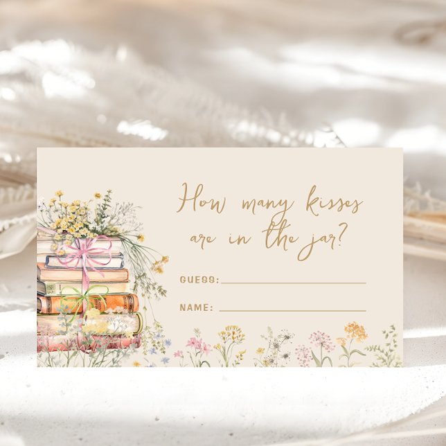 Book Theme Wildflower How Many Kisses Bridal Game Enclosure Card (Creator Uploaded)