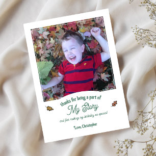 Book Themed Autumn Leaves Birthday Thank You Photo Card