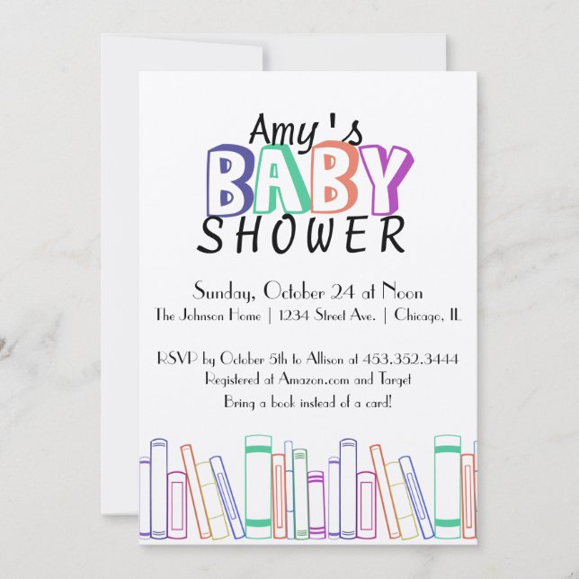 Book Themed Baby Shower Invitation (Front)