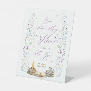Book themed Bridal Shower Guess How Many Kisses Pedestal Sign