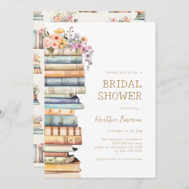 Book Themed Bridal Shower Invitation (Front/Back)