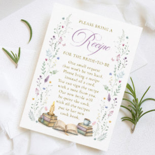 Book themed Bridal Shower Recipe Request Enclosure Card