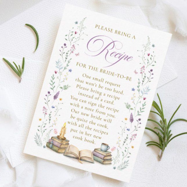 Book themed Bridal Shower Recipe Request Enclosure Card (Creator Uploaded)