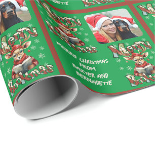 Book Themed Christmas Photo or Logo Sentiment Wrapping Paper