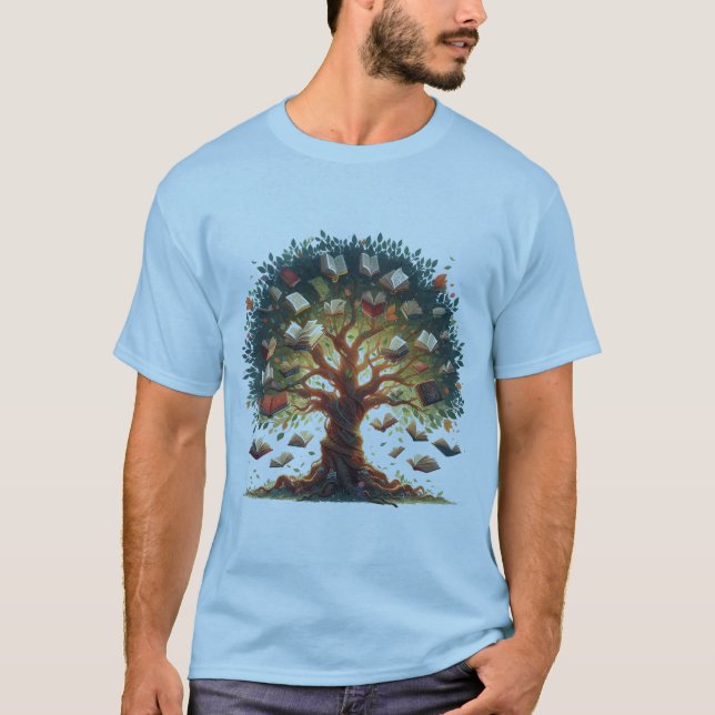 book tree light blue T-Shirt (Front)