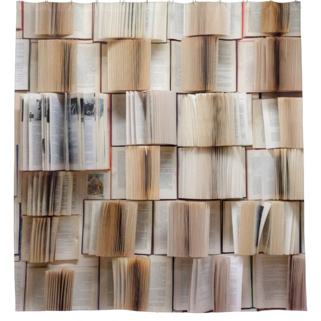 Book wall books wall decorative shower curtain (Front)