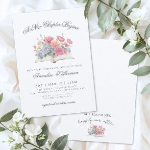 Book Watercolor Elegant Floral Bridal Shower Invitation