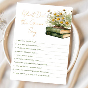 book What Did the Groom Say Bridal Shower Game Enclosure Card