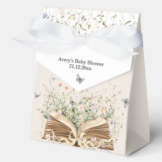 Book Wildflower A New Chapter Begin Baby Shower Favour Box (Front)