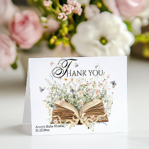 Book Wildflower A New Chapter Begin Baby Shower Thank You Card