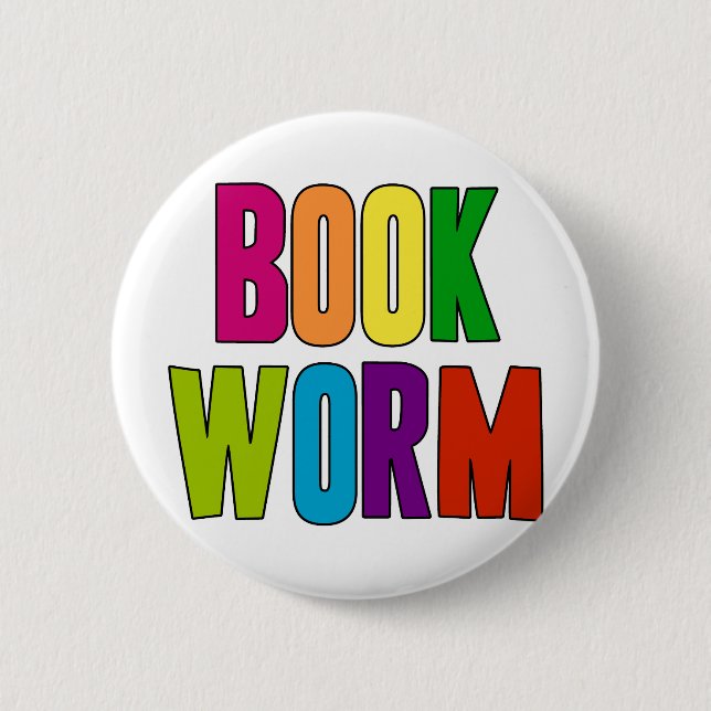 Book Worm 6 Cm Round Badge (Front)