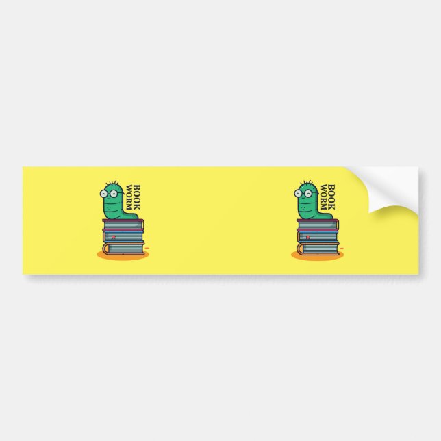 Book Worm Bumper Sticker (Front)