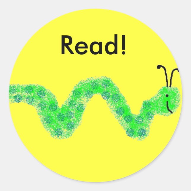 Book Worm Classic Round Sticker (Front)