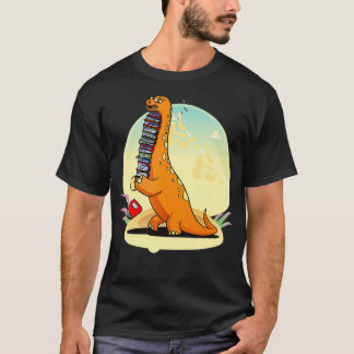 Book Worm Dino Dinosaur Library Librarian Reading  T-Shirt