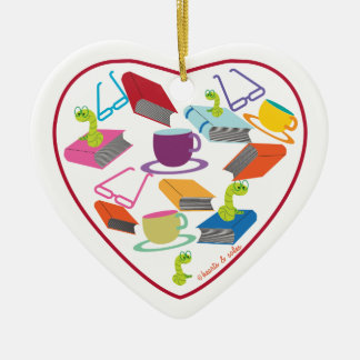Book Worm Heart Ornament