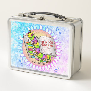 Book Worm Reading back to school  Metal Lunch Box