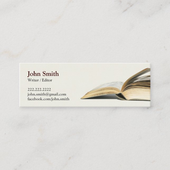 Book Writer/Editor business card (Front)