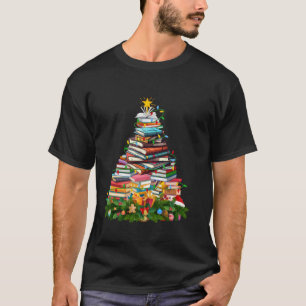 Book Xmas Tree Lighting Librarian Teacher Book Chr T-Shirt