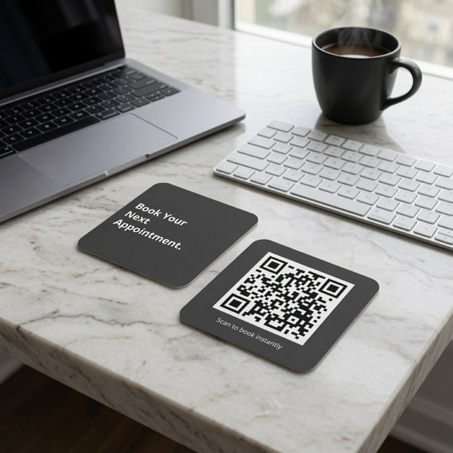 Book Your Next Appointment QR Code  Square Business Card (Creator Uploaded)