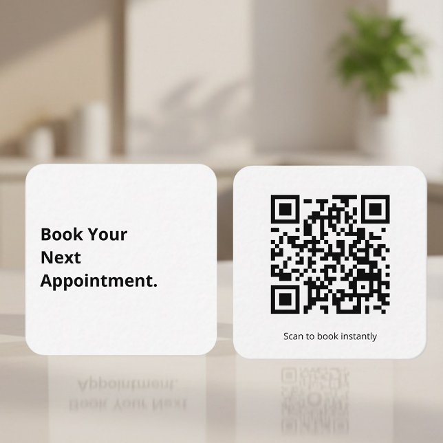Book Your Next Appointment QR Code  Square Business Card (Creator Uploaded)