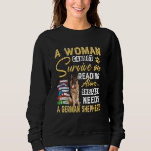 Bookaholic Lady Cute German Shepherd Mum Bookworm  Sweatshirt