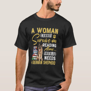 Bookaholic Lady Cute German Shepherd Mum Bookworm  T-Shirt