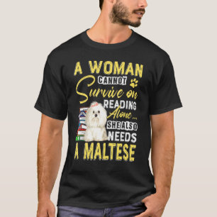 Bookaholic Lady Maltese Mum Bookworm Dog T-Shirt