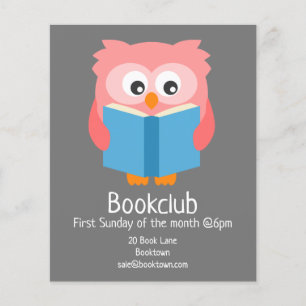 Bookclub reading owls group book session flyer