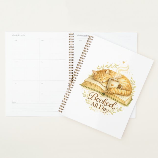 Booked All Day | Cosy Cat Reading notebook planner (Display)