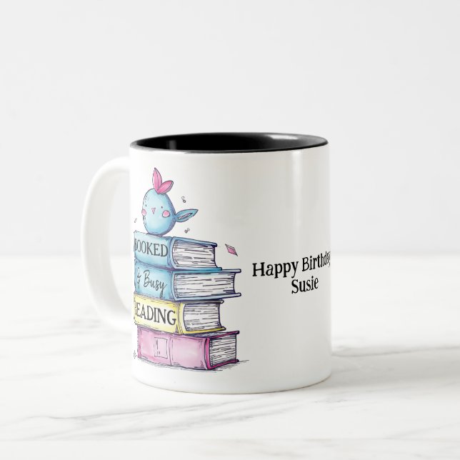 Booked & Busy Reading mug | Funny Introvert  (Front Left)