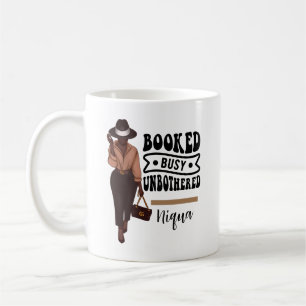 Booked Busy Unbothered Personalised Melanin Girl Coffee Mug