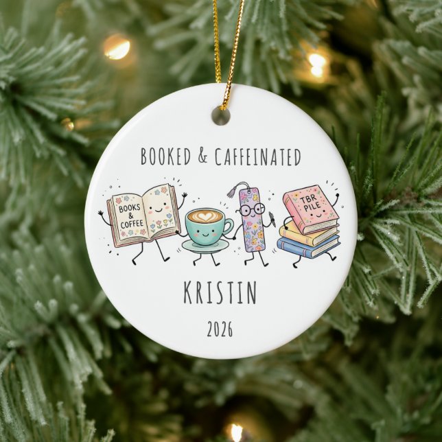 BOOKED & CAFFEINATED BOOK ORNAMENT (Tree)