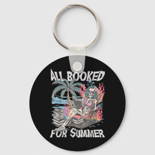 Booked for Summer Funny Skeleton Beach Reading Key Ring