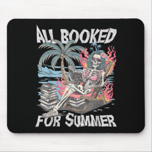 Booked for Summer Funny Skeleton Beach Reading Mouse Pad