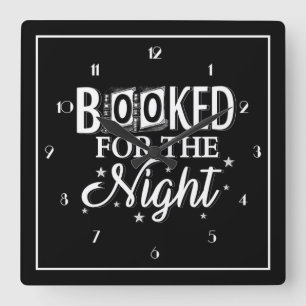 Booked For The Night Square Wall Clock