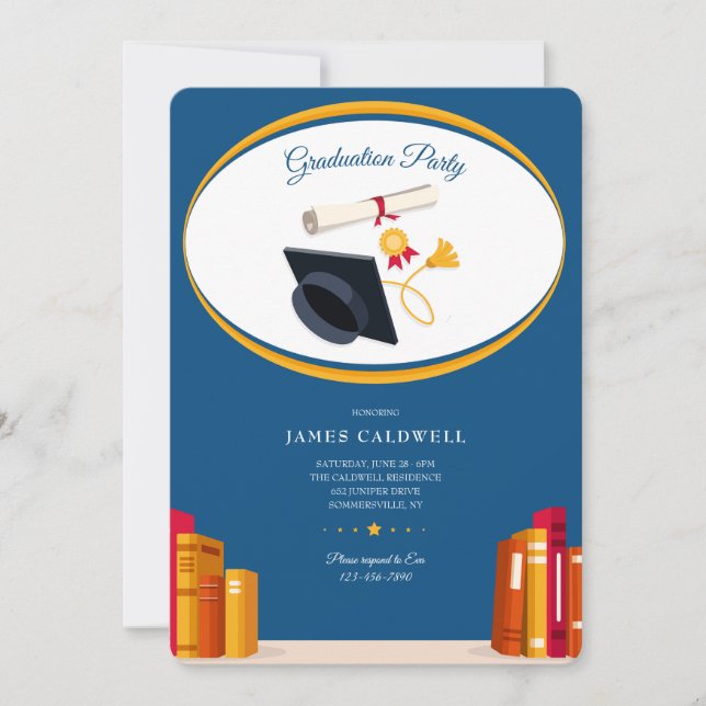 Bookends Graduation Party Invitation (Front)
