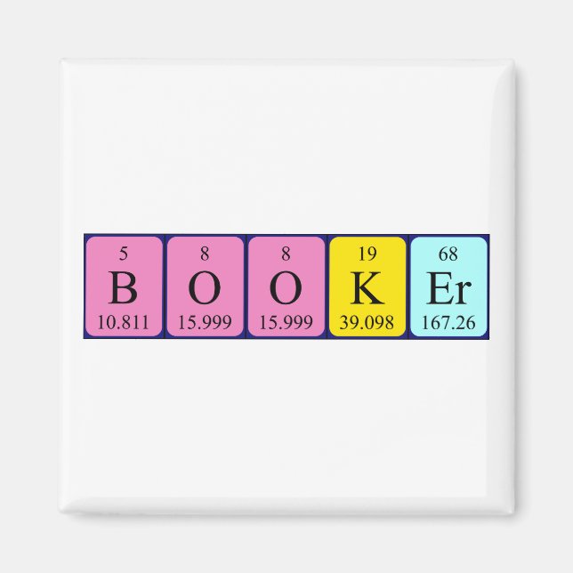 Booker periodic table name magnet (Front)