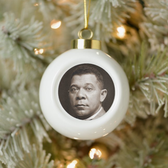 Booker Washington: African American Educator Ceramic Ball Christmas Ornament (Tree)