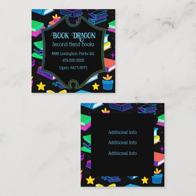Booking It Bookshop Square Business Card (Front/Back)