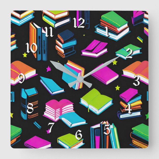 Booking It Colourful Square Wall Clock (Front)